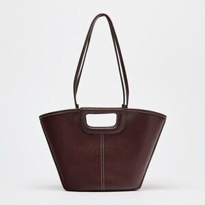 ZARA TOPSTITCHED SHOPPER BAG